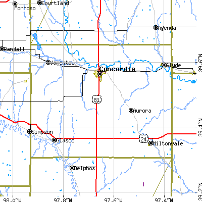 Cloud County close-up map