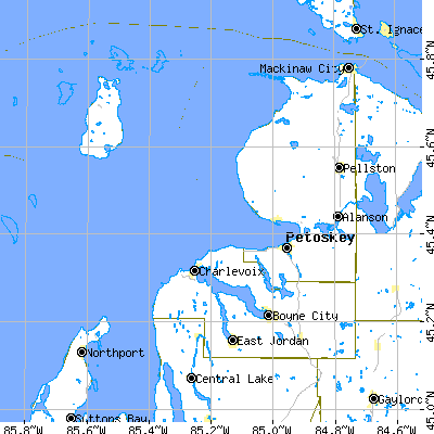 Charlevoix County close-up map