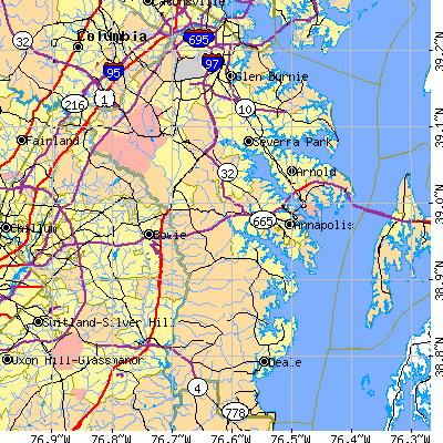 Anne Arundel County close-up map