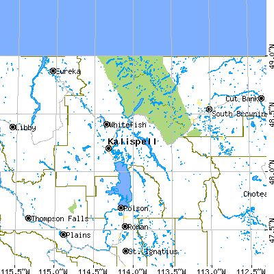 Flathead County close-up map