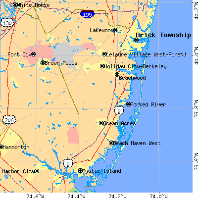Ocean County close-up map