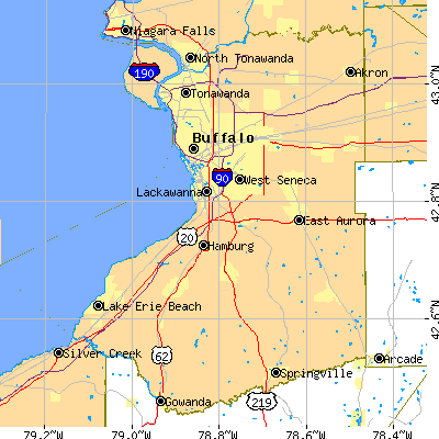 Erie County close-up map