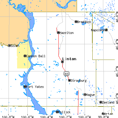 Emmons County close-up map