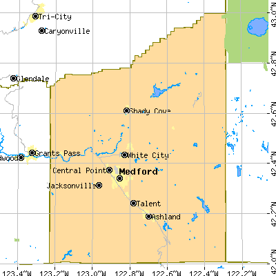 Jackson County close-up map