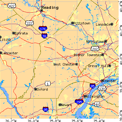 Chester County close-up map