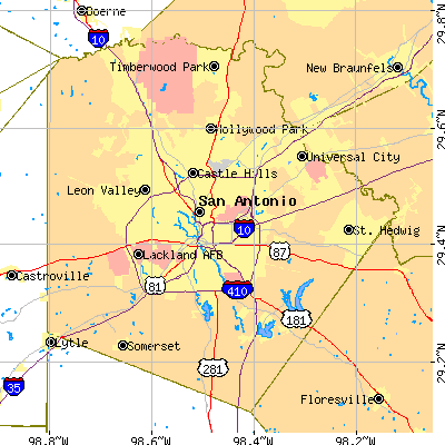 Bexar County close-up map