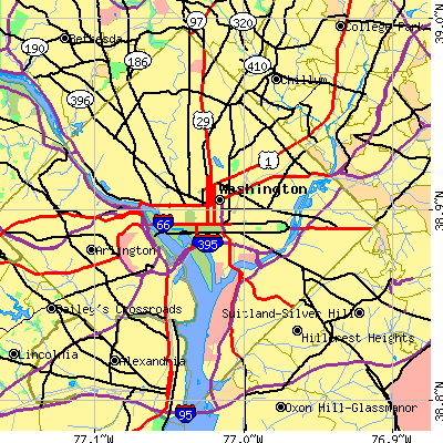 District of Columbia close-up map