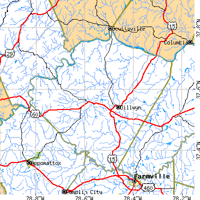 Buckingham County close-up map