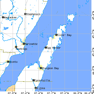 Door County close-up map