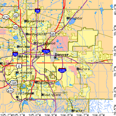 Denver County close-up map