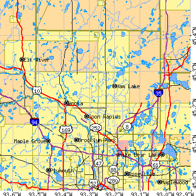 Anoka County close-up map