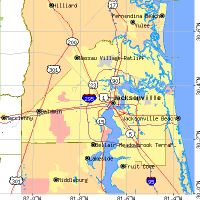 Duval County close-up map