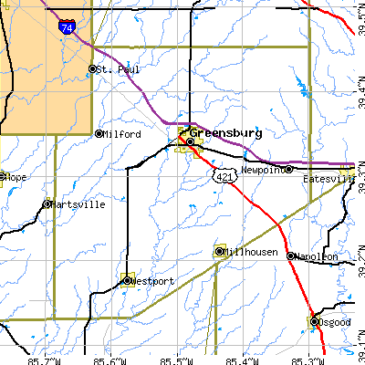 Decatur County close-up map