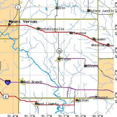 Cedar County close-up map