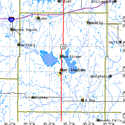 Coffey County close-up map