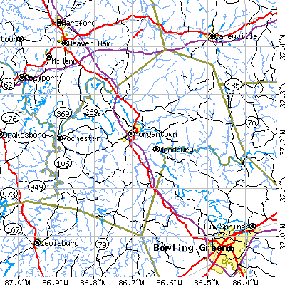 Butler County close-up map