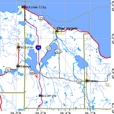 Cheboygan County close-up map