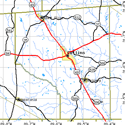 Covington County close-up map