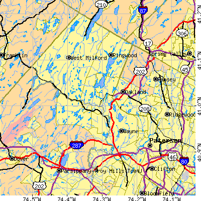 Passaic County close-up map