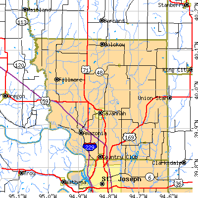 Andrew County close-up map