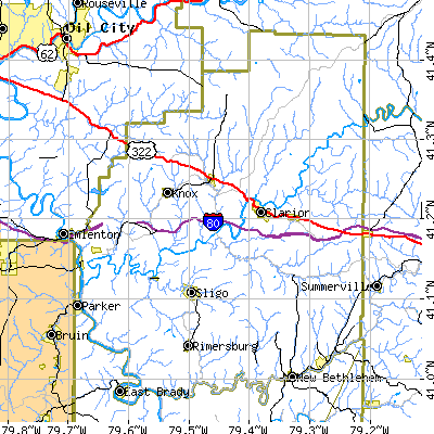 Clarion County close-up map