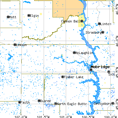 Corson County close-up map