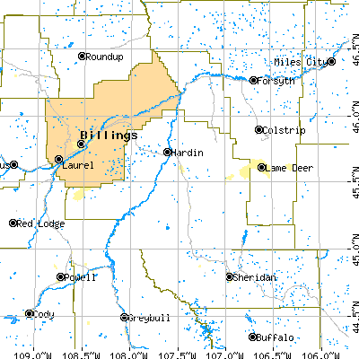 Big Horn County close-up map
