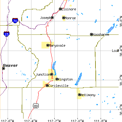 Piute County close-up map