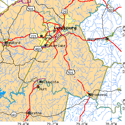 Campbell County close-up map