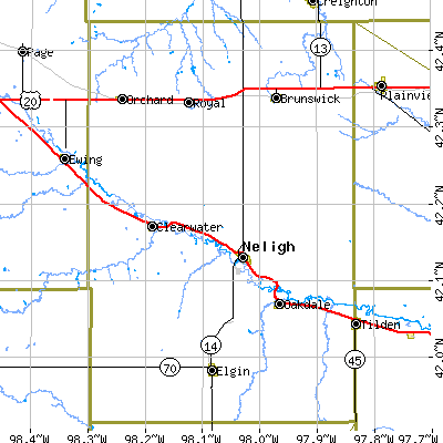 Antelope County close-up map