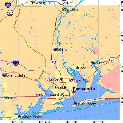 Escambia County close-up map
