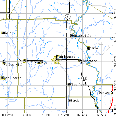 Crawford County close-up map