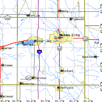 Cerro Gordo County close-up map