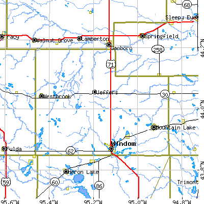 Cottonwood County close-up map