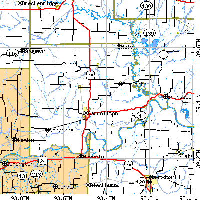 Carroll County close-up map