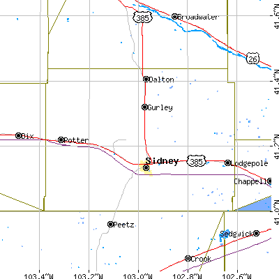 Cheyenne County close-up map