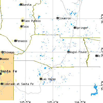 Mora County close-up map