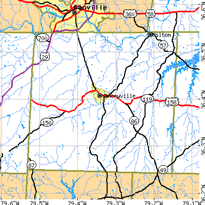 Caswell County close-up map