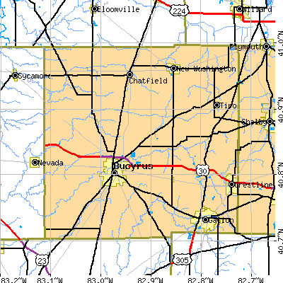 Crawford County close-up map