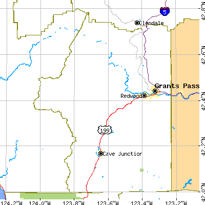 Josephine County close-up map