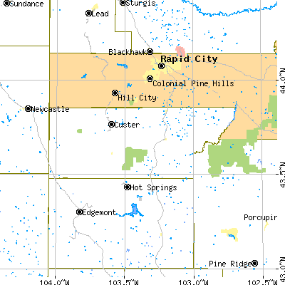 Custer County close-up map