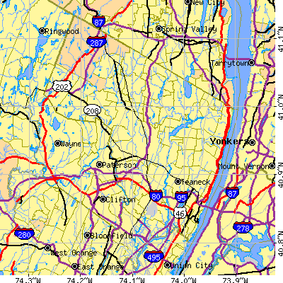 Bergen County close-up map