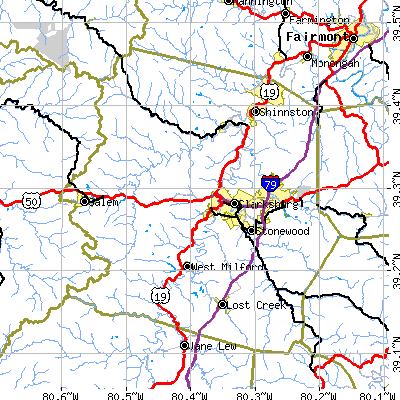 Harrison County close-up map