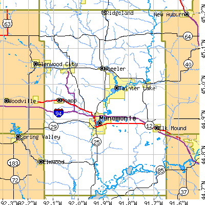 Dunn County close-up map