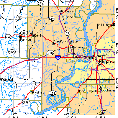 Crittenden County close-up map