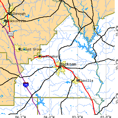 Butts County close-up map