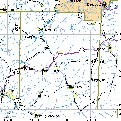Allegany County close-up map