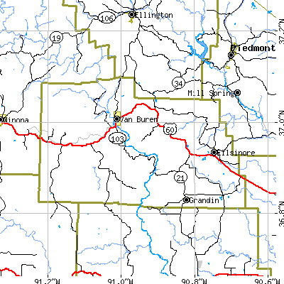 Carter County close-up map