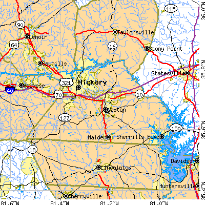Catawba County close-up map