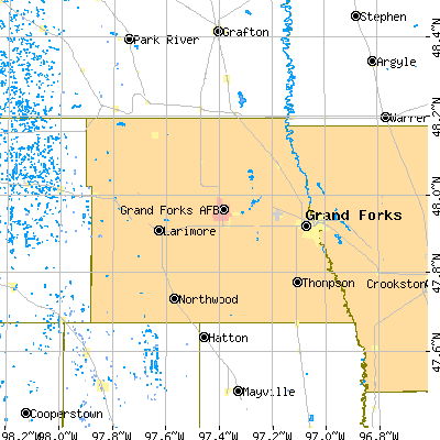 Grand Forks County close-up map